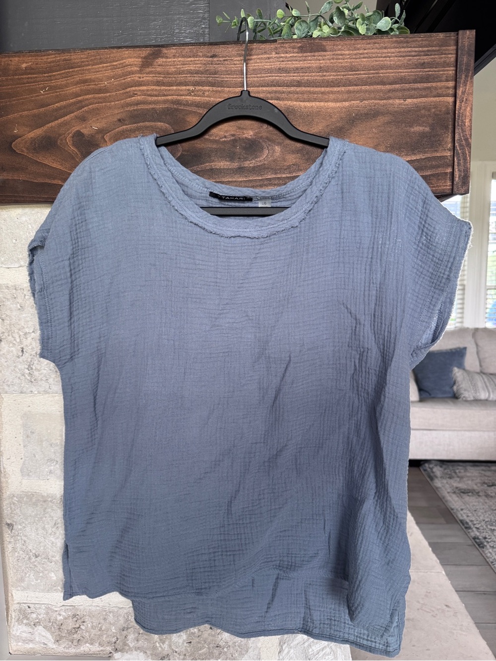 Tahiri Lightweight Blue Cotton Gauze Women's Top
